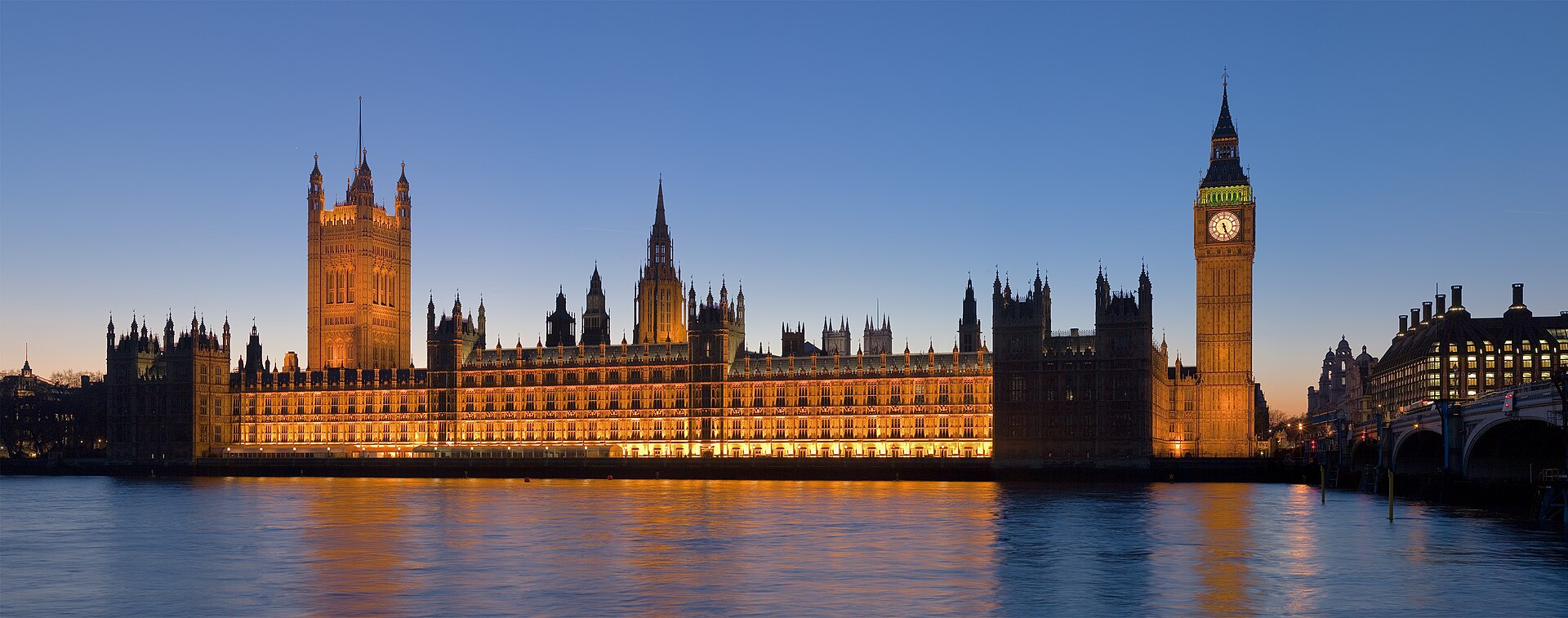 Palace of Westminster at dusk